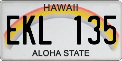 HI license plate EKL135