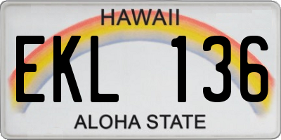 HI license plate EKL136