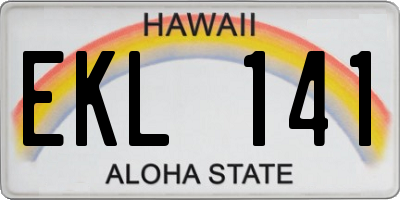 HI license plate EKL141