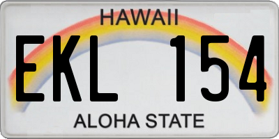 HI license plate EKL154