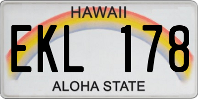 HI license plate EKL178