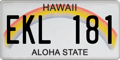 HI license plate EKL181