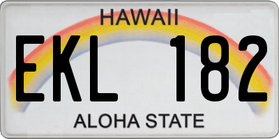HI license plate EKL182