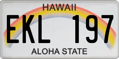 HI license plate EKL197