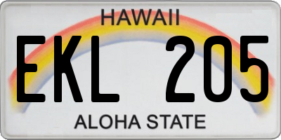 HI license plate EKL205