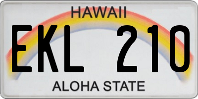 HI license plate EKL210