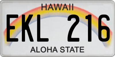 HI license plate EKL216