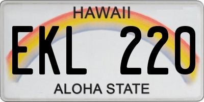 HI license plate EKL220