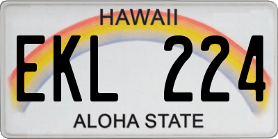 HI license plate EKL224