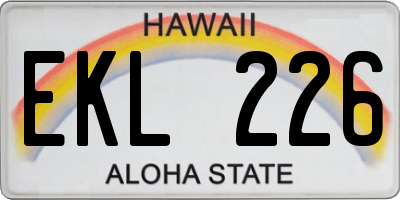 HI license plate EKL226