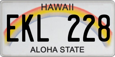 HI license plate EKL228