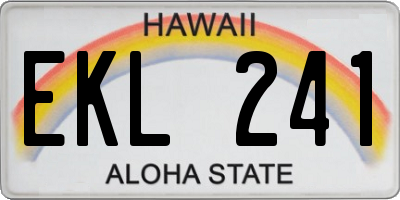 HI license plate EKL241