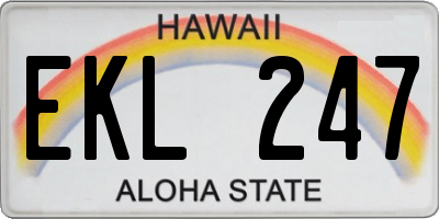 HI license plate EKL247