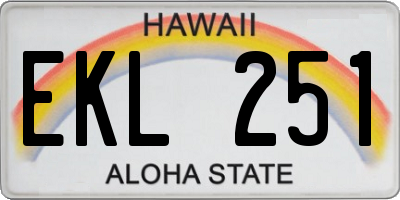 HI license plate EKL251