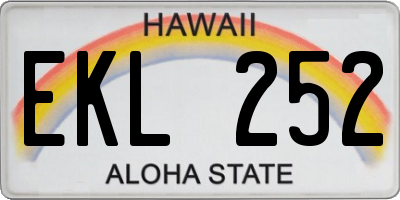 HI license plate EKL252