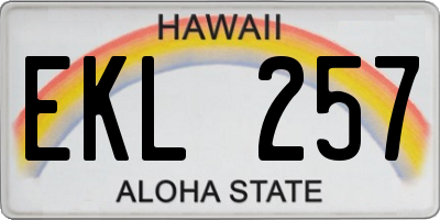 HI license plate EKL257