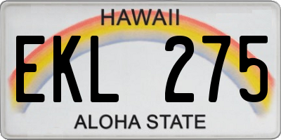 HI license plate EKL275