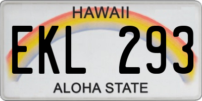 HI license plate EKL293