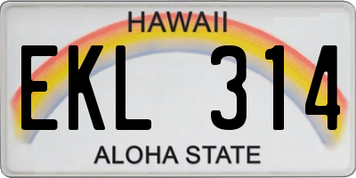 HI license plate EKL314