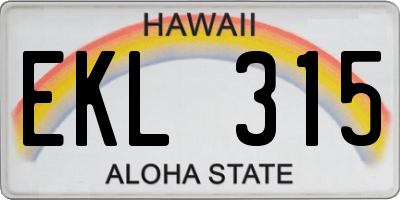 HI license plate EKL315