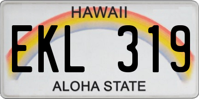 HI license plate EKL319