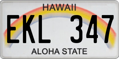 HI license plate EKL347