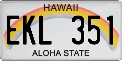 HI license plate EKL351