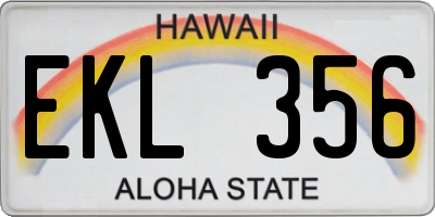 HI license plate EKL356