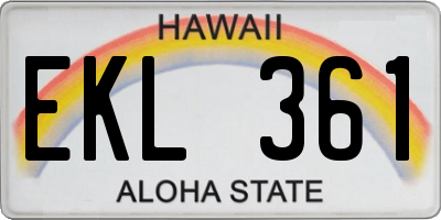 HI license plate EKL361