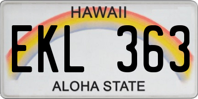 HI license plate EKL363