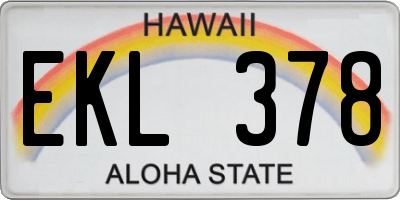 HI license plate EKL378
