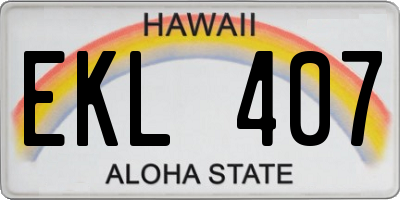 HI license plate EKL407