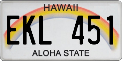 HI license plate EKL451
