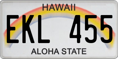 HI license plate EKL455