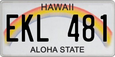 HI license plate EKL481