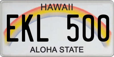 HI license plate EKL500