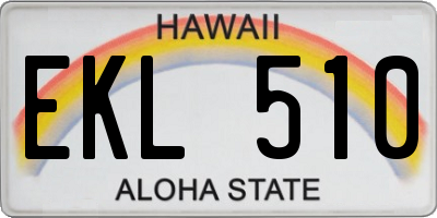 HI license plate EKL510