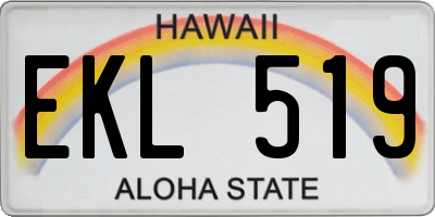 HI license plate EKL519