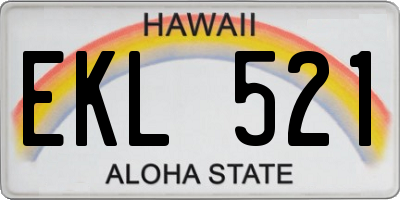 HI license plate EKL521