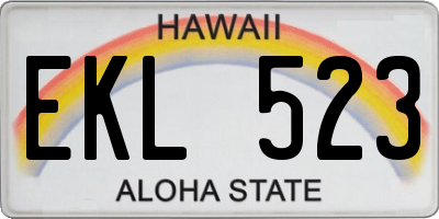 HI license plate EKL523