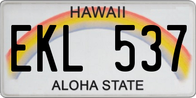 HI license plate EKL537
