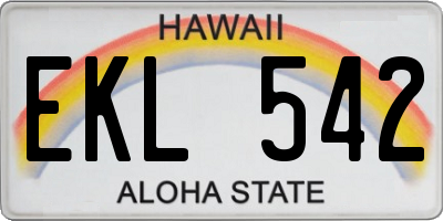 HI license plate EKL542