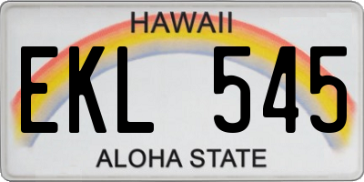 HI license plate EKL545