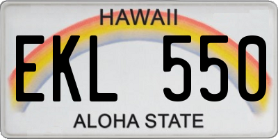 HI license plate EKL550