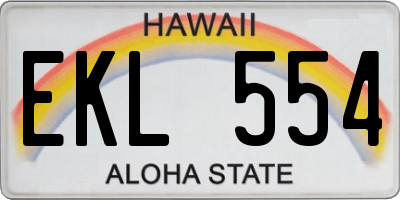 HI license plate EKL554