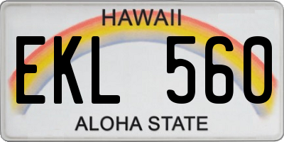 HI license plate EKL560