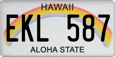 HI license plate EKL587