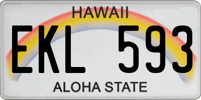 HI license plate EKL593