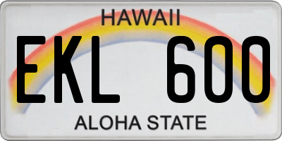 HI license plate EKL600