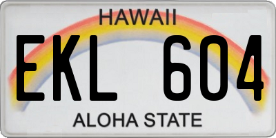 HI license plate EKL604
